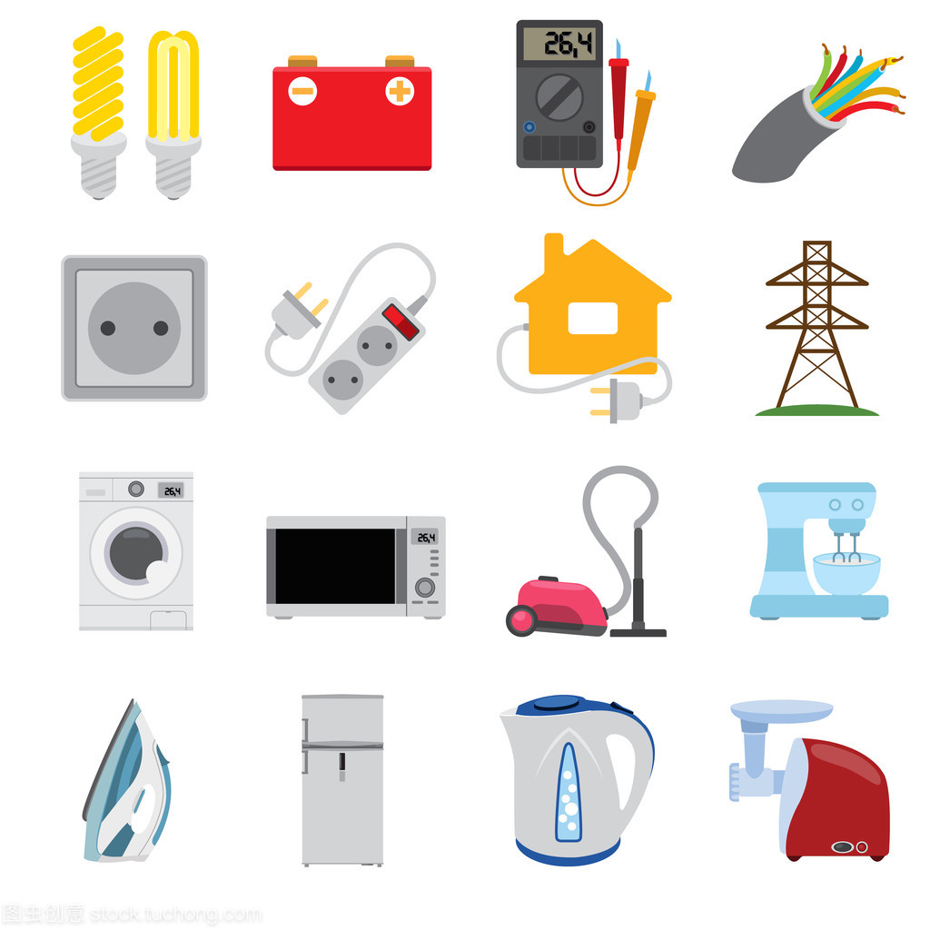 在我們的生活、 圖標(biāo)和字符的電能。國(guó)內(nèi)電器,為圖表設(shè)置